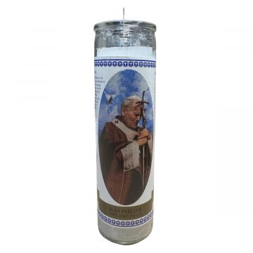 Juan Pablo (Pope John) Labeled 7 Day Candle, White
